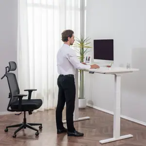 FlexiSpot Height Adjustable Standing Desk Frame with Improved Performance Dual Motor 160kg Load Capacity in White