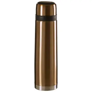 Interiors by Premier Stainless Steel Stripe 900ml Gold Finish Vacuum Flask, Leak-Proof Thermos Travel Flask