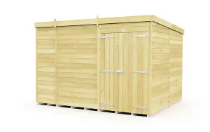 10 x 8 Feet Pent Shed - Double Door Without Windows - Wood - L231 x W302 x H201 cm