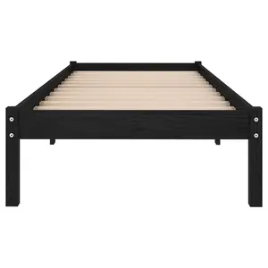 Berkfield Bed Frame Black Solid Wood Pine 100x200 cm