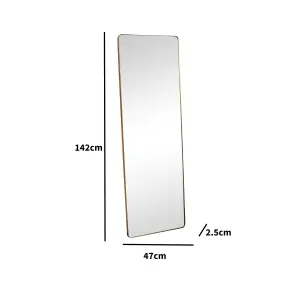 Melody Maison Large Brushed Gold Wall / Floor / Leaner Mirror 47cm x 142cm