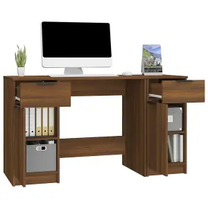 Berkfield Desk with Side Cabinet Brown Oak Engineered Wood