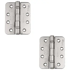 2 PACK - PAIR Grade 13 Heavy Duty Ball Bearing Hinge - RADIUS 102 x 76mm Bright Steel