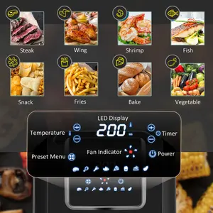 HOMCOM Air Fryer 1700W 6.5L with Digital Display Timer for Low Fat Cooking