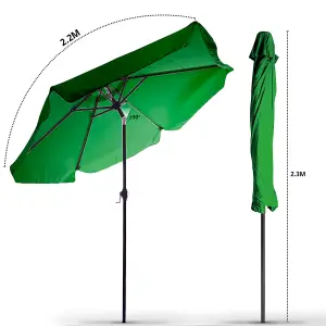 2.2m Aluminium Garden Parasol Large Tilt Patio Umbrella with Sun Shade Canopy