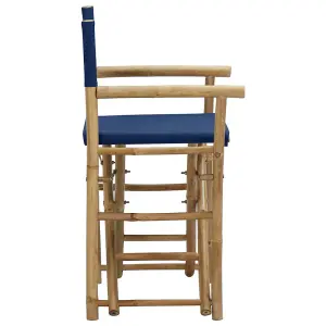 Berkfield Folding Director's Chairs 2 pcs Blue Bamboo and Fabric