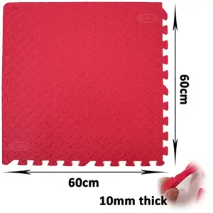 Interlocking Gym Yoga Mats in Red Anti-Fatigue EVA Soft Foam Exercise Play Floor Tiles