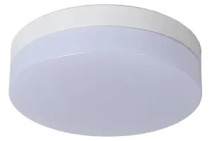 Lucide Biskit Modern Flush ceiling light Bathroom 23cm - LED - 1x12W 2700K - IP44 - White