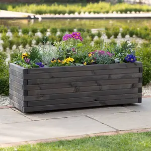 L2m Pine Wood Raised Trough Planter in Grey