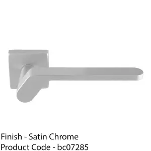 Premium Modern Slim Door Handle Set - Satin Chrome Angled Lever On Square Rose