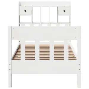 Berkfield Bed Frame without Mattress White 75x190 cm Small Single Solid Wood Pine