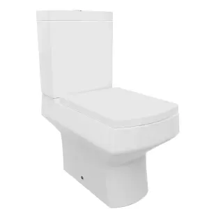 Rinse Bathrooms Bathroom Square Close Coupled Toilet Dual Flush Cistern WC with Soft Close Seat