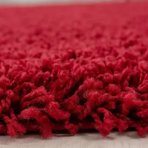 Fluffy Red Shaggy Area Rug ,50mm/5cm Deep Pile Living Room Carpet Runner - 120x170 cm