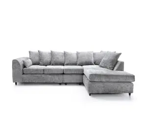 Harriet Crushed Chenille Large Right Facing Corner Sofa in Light Grey