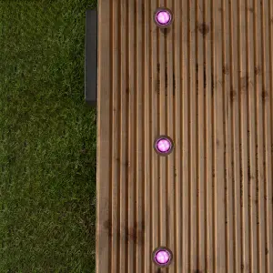 Litecraft Pack of 10 Smart Horus 4cm Stainless Steel LED RGBW Outdoor Decking Lights