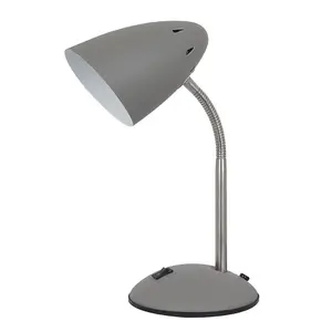 Luminosa Modern Table Lamp Grey Satin Finish 1 Light  with Sand Grey Shade, E27