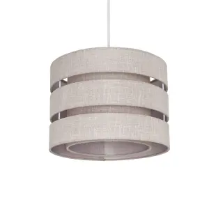 Inlight Light Grey Woven effect Slubby Light shade (D)28cm