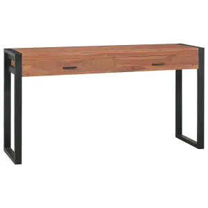 Berkfield Desk with 2 Drawers 140x40x75 cm Recycled Teak Wood