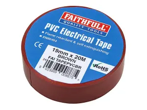 Faithfull Brown PVC Electrical Tape 19mm x 20m - Reliable for Home and Professional Use