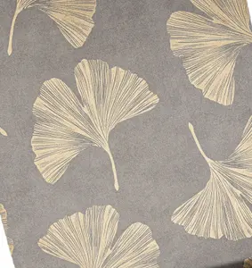 Arthouse Ginkgo Leaf Mocha Brown Metallic Gold Motif Leaves Vinyl Wallpaper