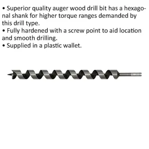 32mm x 460mm Premium Hardened Auger Drill Bit with Hex Shank for Woodworking