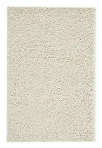 Modern Easy to Clean Cream Plain Shaggy Rug for Living Room and Bedroom-120cm X 170cm