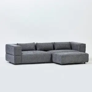 Aurora 4 Seater Sofa in Mikah Ashen with Ottoman