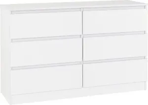 Malvern 6 Drawer Chest White Recessed Handles