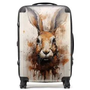 Watercolour Hare Face Suitcase - Medium