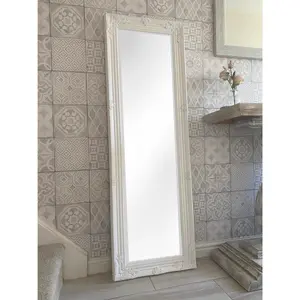 Sade Tall Solid Wood Framed Wall or Dressing Mirror White