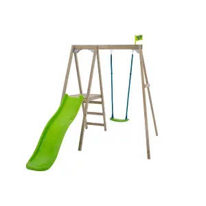 TP Toys Multiplay Green & Wood Swing & slide (L) 1890mm x (W) 2760mm