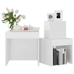 Gnesis Nesting Tables 3 pcs Engineered Wood (Set of 3) High Gloss White / High Gloss White