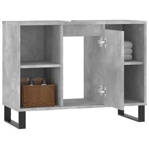 Berkfield Bathroom Cabinet Concrete Grey 80x33x60 cm Engineered Wood