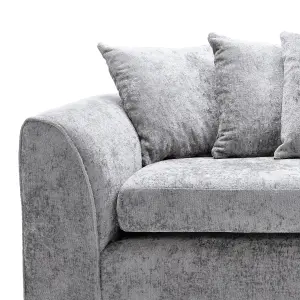 Harriet Crushed Chenille 3 Seater Sofa in Light Grey