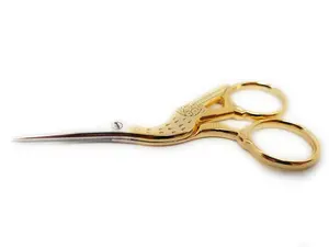 Scissors: Embroidery: Gold-Plated: Stork Style: 9cm or 3.5in