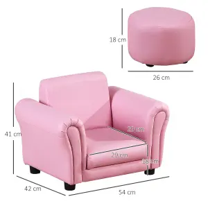 HOMCOM Kids Sofa Chair Set Armchair Seating Seat Bedroom Playroom Stool Pink