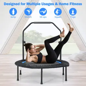 Costway 40" Mini Trampoline Foldable Fitness Trampoline with Height Adjustable Handle