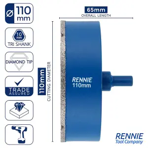 110mm Diamond Hole Saw Drill Bit For Tiles, Ceramic, Porcelain. Holesaw