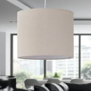 First Choice Lighting Set of 2 Natural Linen 25cm Pendant Lightshades