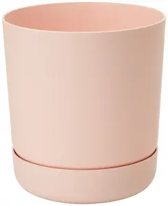 Plant Pot with Saucer Flowerpot Round Plastic Modern Decorative 6 Pastel Colours Nude 15cm