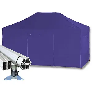 3m x 4.5m Extreme 40 Instant Shelter Pop Up Gazebos Frame, Canopy & Sides - Navy Blue