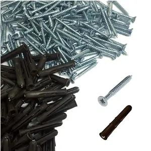 200 x Pozi Screws & Brown Raw Fixing Plugs, Twin Thread 42 x 51mm Countersunk