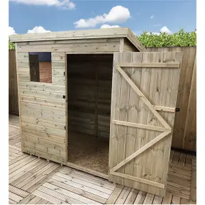 5 x 4 Garden Shed Pressure Treated T&G PENT Wooden Garden Shed - 1 Window + Single Door (5' x 4' / 5ft x 4ft) (5x4)