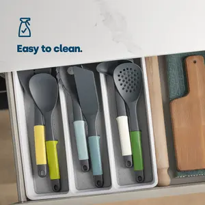 LIVIVO 3 Compartment Plastic Kitchen Cutlery Tray - Utensils, Spoon & Fork Storage Organiser Drawer