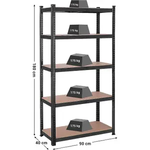 Garage Shelving, 5-Tier Storage Rack, Storage Organizing Rack, Shelving Unit, Adjustable Shelves, Black