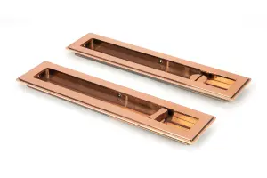 From The Anvil Polished Bronze 250mm Art Deco Rectangular Pull -Privacy Set