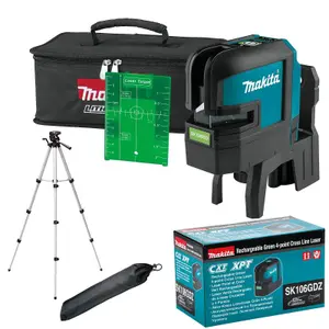 Makita SK106GDZ 12v CXT 4 Point Green Self Level Cross Line Laser Level + Tripod