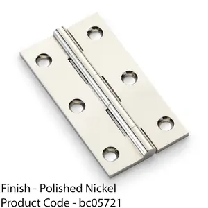 PAIR Solid Brass Cabinet Butt Hinge - 75mm - Polished Nickel Premium Cupboard