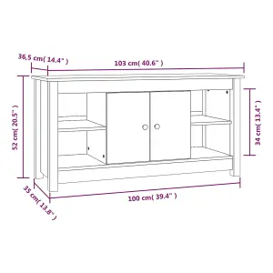 Berkfield TV Cabinet Black 103x36,5x52 cm Solid Wood Pine