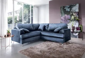 Ferguson Corner Sofa Dark Blue Velvet